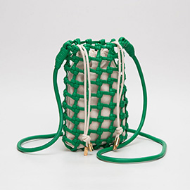 Faux Leather Mini Woven Crossbody Bag