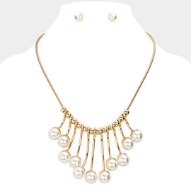 Pearl Tip Bar Embellished Necklace