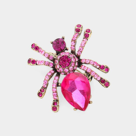 Stone Embellished Spider Pin Brooch