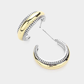 14K Gold Plated Two Tone Hoop Earrings