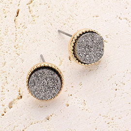 Round Druzy Stud Earrings