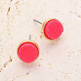 Round Druzy Stud Earrings