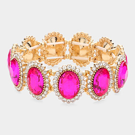 Crystal Rhinestone Oval Stretch Evening Bracelet