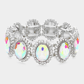 Crystal Rhinestone Oval Stretch Evening Bracelet