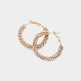 1.25 Inch Rhinestone Hoop Earrings