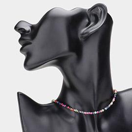 Semi Precious Faceted Beaded Choker Necklace