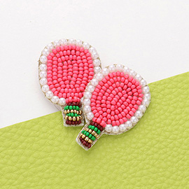 Seed Beaded Pickleball Paddle Earrings