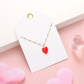 Enamel Heart Pendant Satellite Chain Necklace