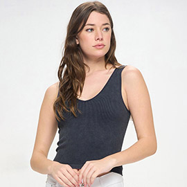 Womens Seamless Reversible Stonewashed Ribbed Tank