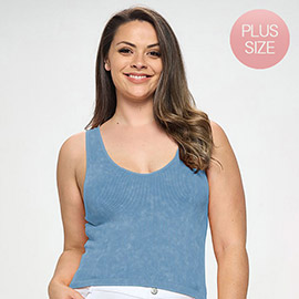 Plus - Womens Seamless Reversible Stonewashed Ribbed Tank