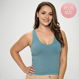 Plus - Womens Seamless Reversible Stonewashed Ribbed Tank