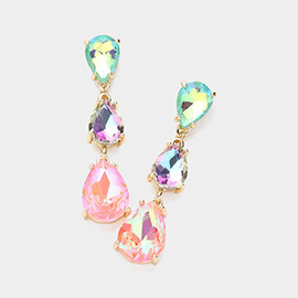 Teardrop Stone Link Dropdown Evening Earrings