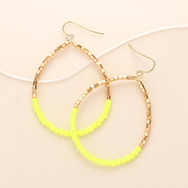 Faceted Beaded Open Teardrop Dangle Earrings