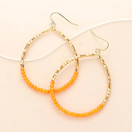 Faceted Beaded Open Teardrop Dangle Earrings