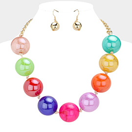 Oversized Glass Ball Statement Necklace