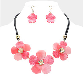 Celluloid Acetate Flower Link Necklace