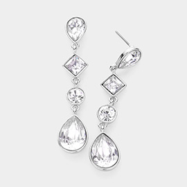 Teardrop Round Rhombus Stone Cluster Link Dropdown Earrings