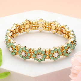 Stone Cluster Flower Stretch Bracelet