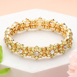 Stone Cluster Flower Stretch Bracelet