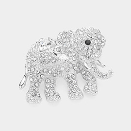 Crystal Floral Rhinestone Elephant Pin Brooch