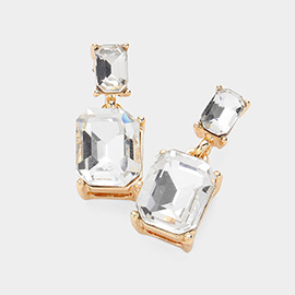 Emerald Cut CZ Stone Dangle Evening Earrings