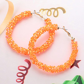 Faceted Stone Beaded Hoop Earrings