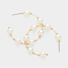 Pearl Station Hoop Earrings