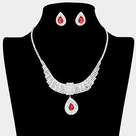 Teardrop Stone Pointed Rhinestone Paved U Shaped Necklace