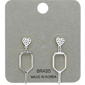 Metal Pickleball Paddle Dangle Earrings