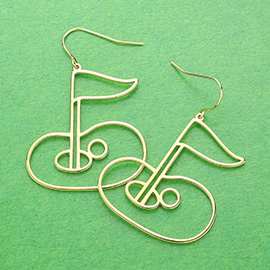 Brass Metal Wire Gold Hole in One Dangle Earrings