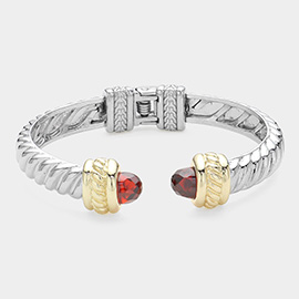 CZ Stone Tip Hinged Cuff Bracelet