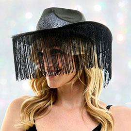 Shiny Western Cowboy Hat with Fringe