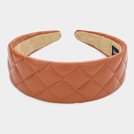 Faux Leather Quilted Puffer Headband