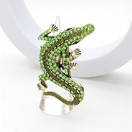 Rhinestone Paved Alligator Pointed Stretch Ring