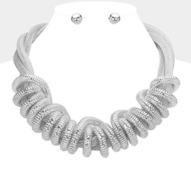 Mesh Metal Coil Statement Necklace