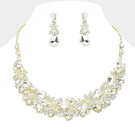 Teardrop Stone Cluster Embellished Evening Necklace