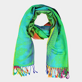 Colorful Peacock Printed Pashmina Scarf Shawl