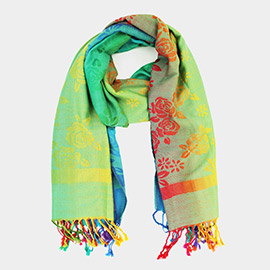 Colorful Flower Printed Pashmina Scarf Shawl