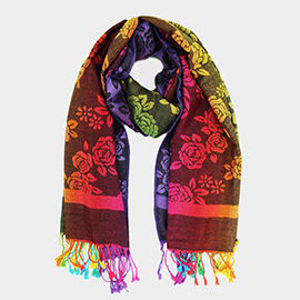 Colorful Flower Printed Pashmina Scarf Shawl