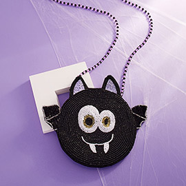 Halloween Bat Beaded Mini Crossbody Bag