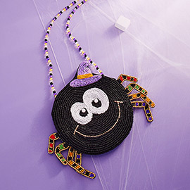 Halloween Spider Beaded Mini Crossbody Bag