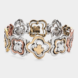 Antique Metal Quatrefoil Stretch Bracelet