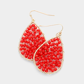 Faceted Beaded Teardrop Dangle Earrings