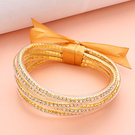 6PCS - Bling Studded Jelly Tube Bangle Bracelets