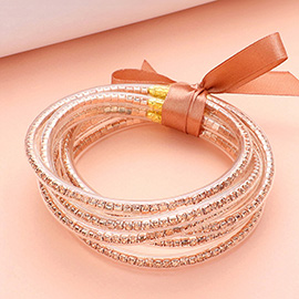 6PCS - Bling Studded Jelly Tube Bangle Bracelets