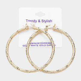 Gold Dipped Textured Aluminum Hoop Earrings