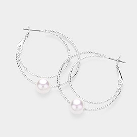 Pearl Pointed Double Hoop Earrings