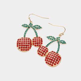 Stone Paved Cherry Dangle Earrings