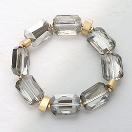 Rectangle Pebble Beaded Stretchable Bracelet