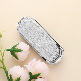 Bling Studded Portable Folding Mirror Hair Brush